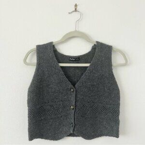 Aster Button Front Gray Sweater Vest